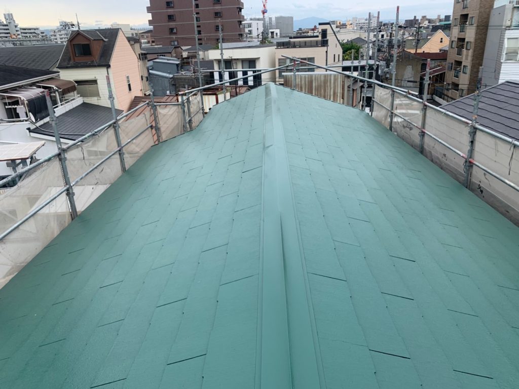 アクセントはチョコレート色 屋根外壁塗装 大阪市生野区