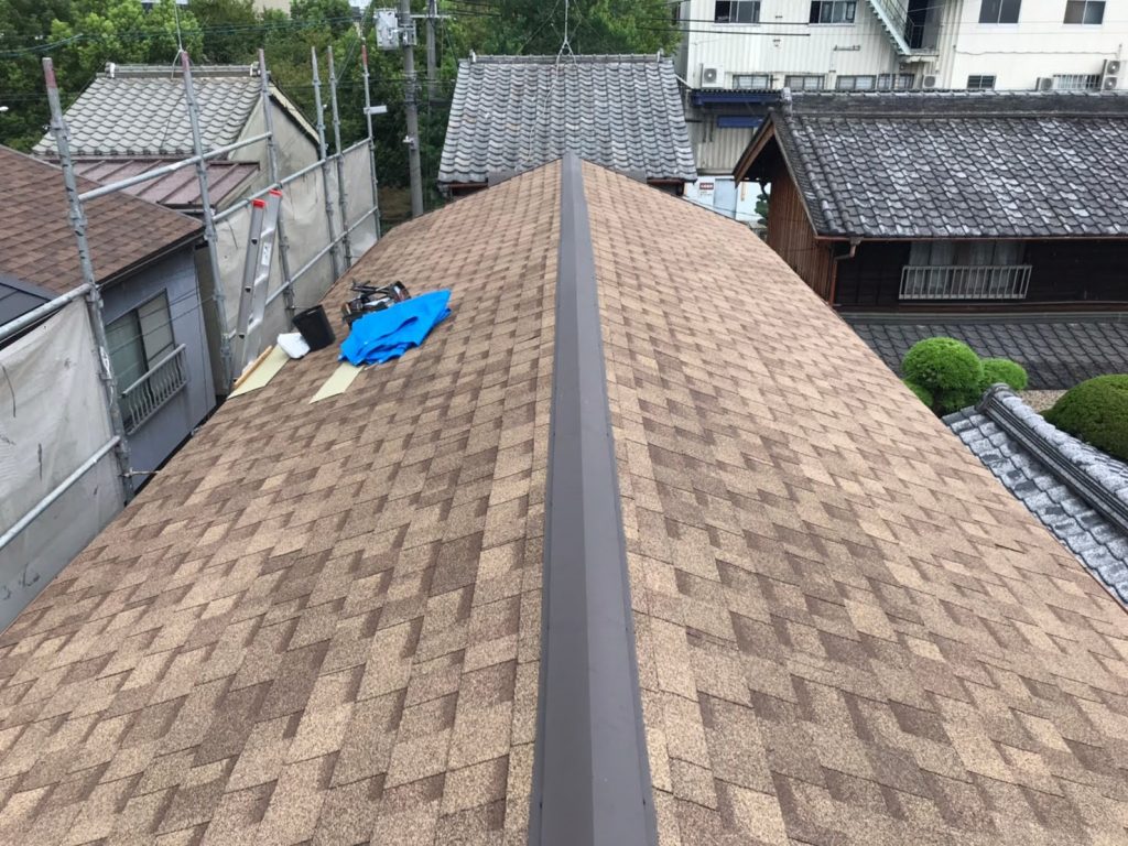 瓦から耐水耐風性あるリッジウェイに 屋根葺き替え工事 大阪市生野区