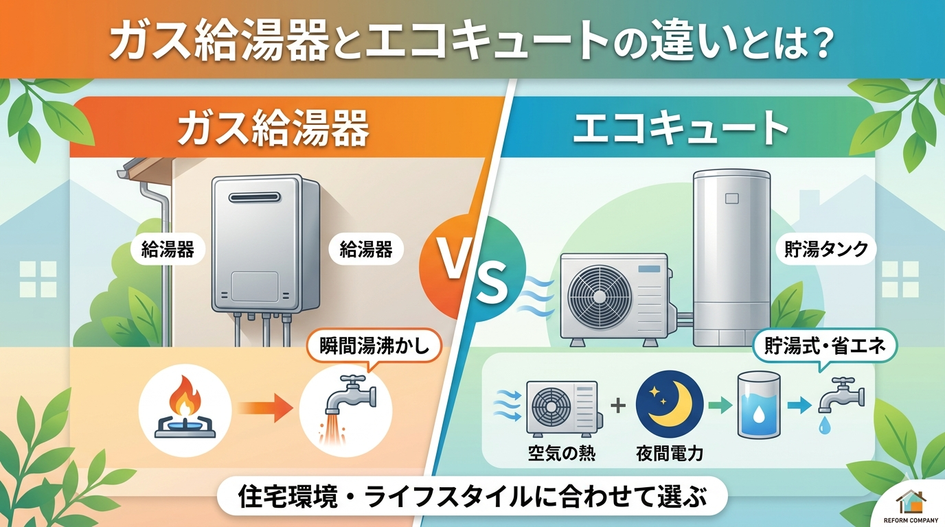 ガス給湯器とエコキュートの違いとは？
