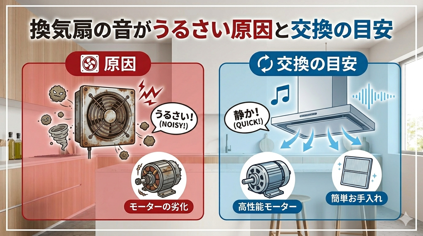 換気扇の音がうるさい原因と交換の目安