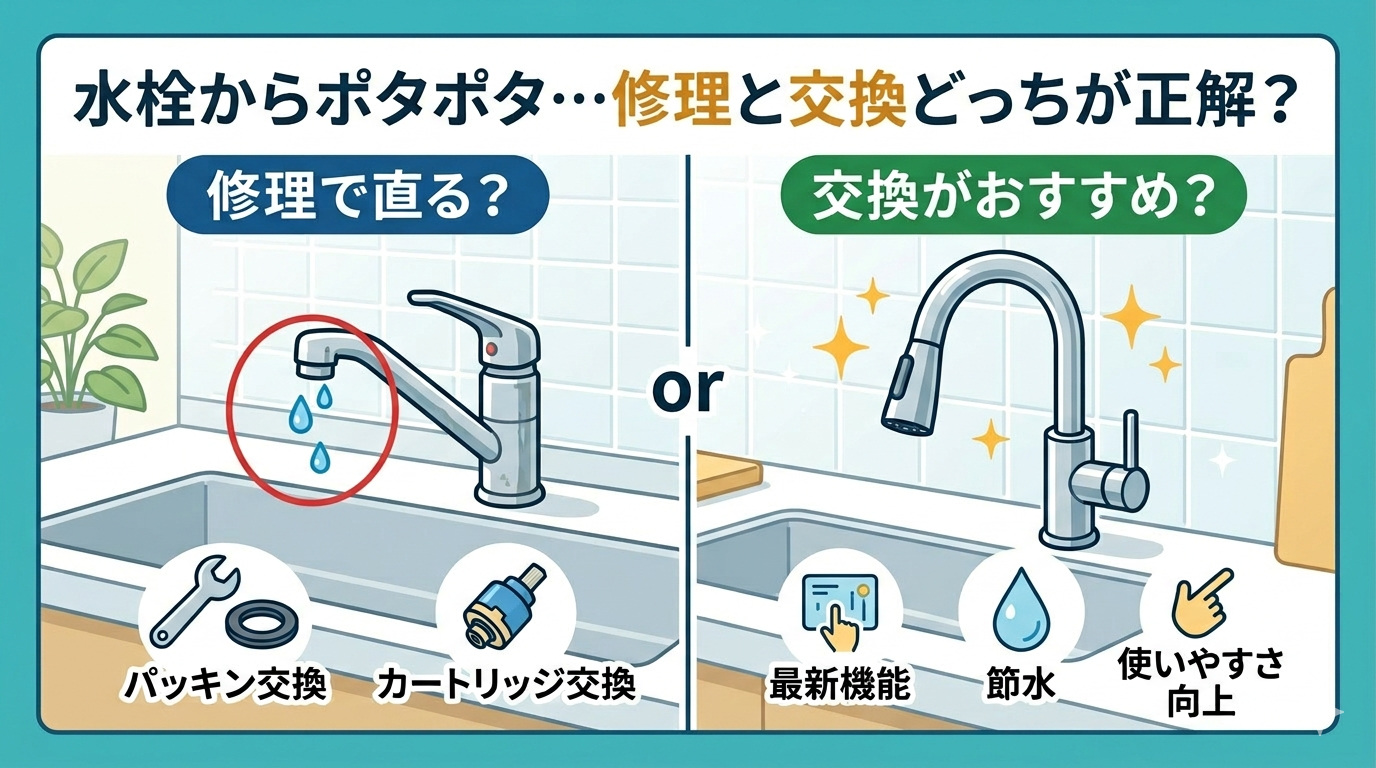 水栓からポタポタ…修理と交換どっちが正解？