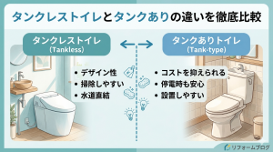 タンクレストイレとタンクありの違いを徹底比較
