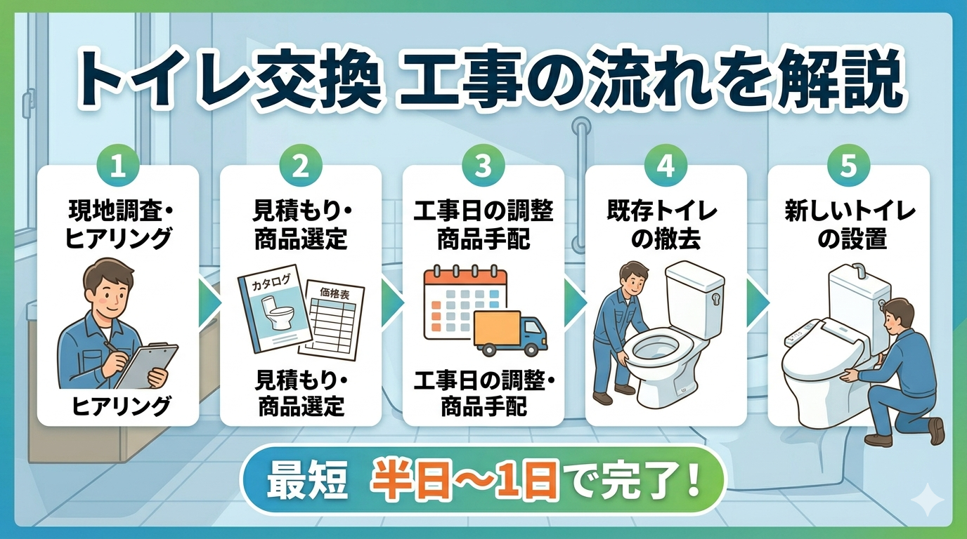 トイレ交換は最短何日？工事の流れを解説