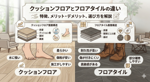 クッションフロアとフロアタイルの違い