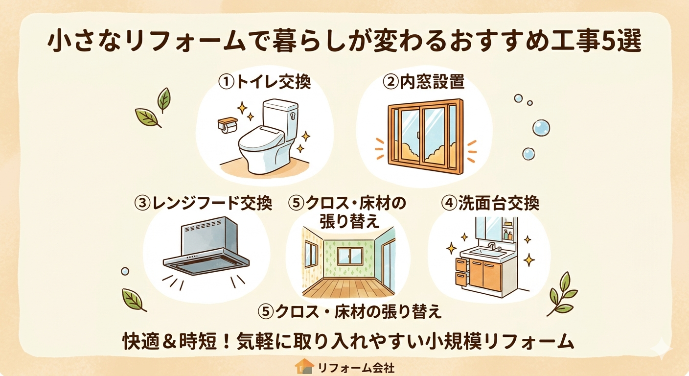 小さなリフォームで暮らしが変わるおすすめ工事5選
