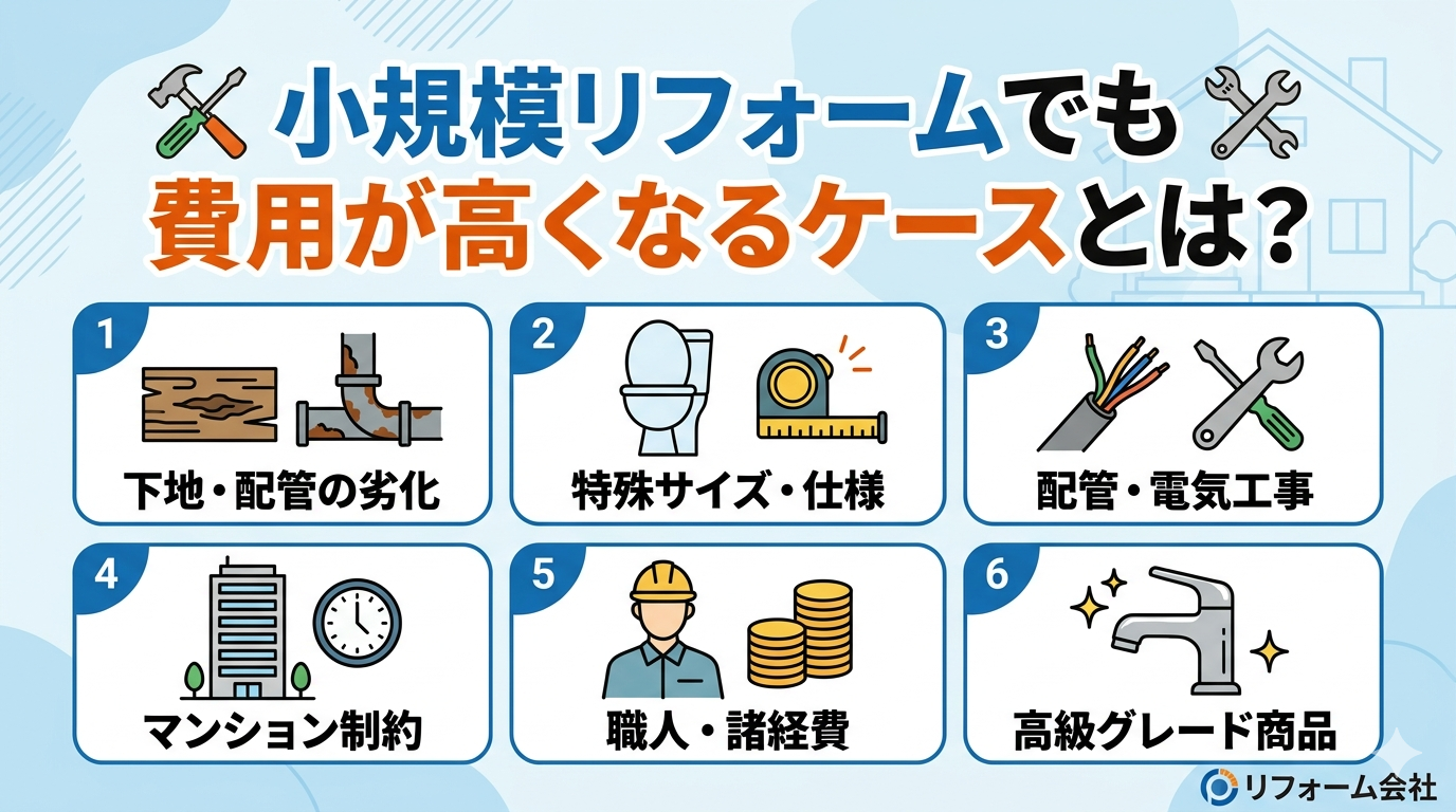小規模リフォームでも費用が高くなるケースとは？