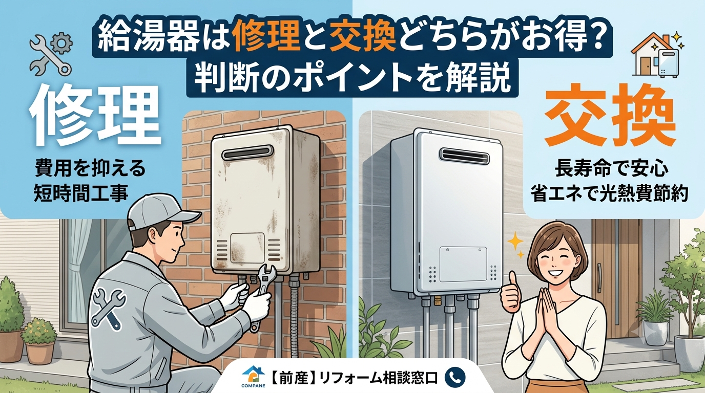 給湯器は修理と交換どちらがお得？判断のポイントを解説