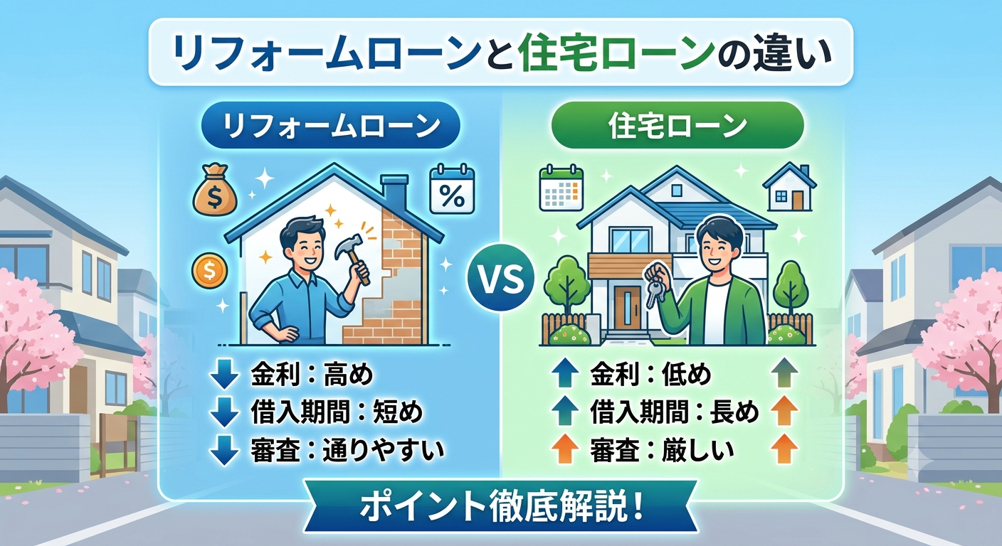 リフォームローンと住宅ローンの違いとは？それぞれの特徴や選び方を解説